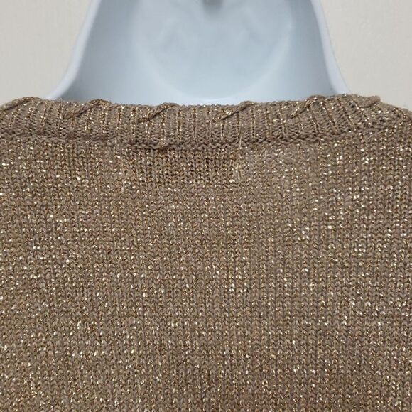 🌹Studio C Gold Shimmer Vintage Cardigan Sweater sz L - Picture 8 of 9